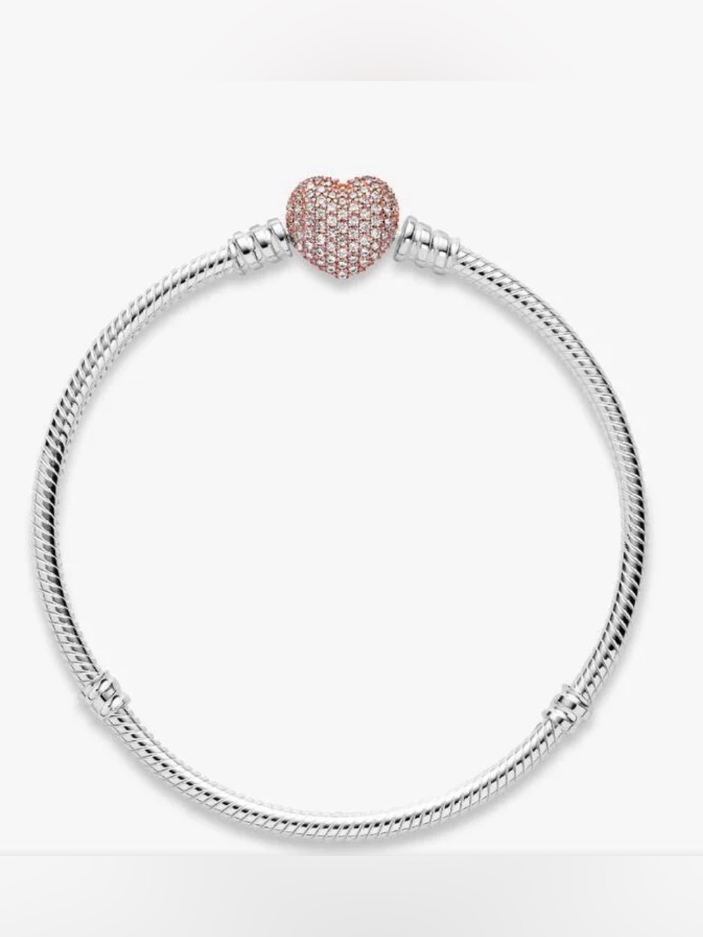 Pandora Moments Pavé Heart Clasp Snake Chain Bracelet